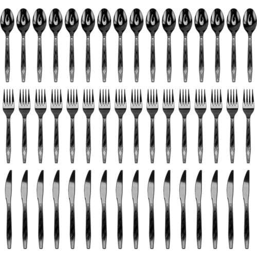 144 Pcs Plastic Golden Sharp Tool Fork Spoon Set Disposable Cutlery Kit Tableware Flatware For BBQ Party For Picnic Graduation