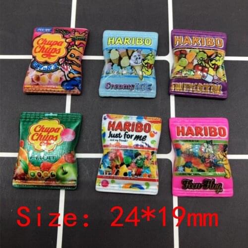 20Pcs Japanese Cartoon Candy Resin Flatback Cabochon Simulation Fake Food Miniature Dollhouse Scrapbooking DIY Decoration Craft