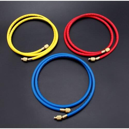 3Pcs 300PSI 600PSI Charging Hoses 60" 1/4" SAE Shut Valve For AC Refrigerant R134A R12 R22 R502 Air-conditioning Valve Hose Kit