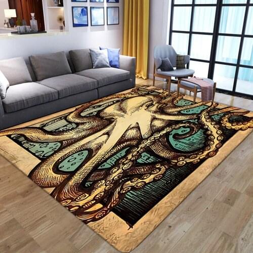 3D abstract Octopus Rectangular Floor Carpet Anti slip Area Rug Bedroom home cartoon Anime Decorative Tapete Kids Play floor Mat