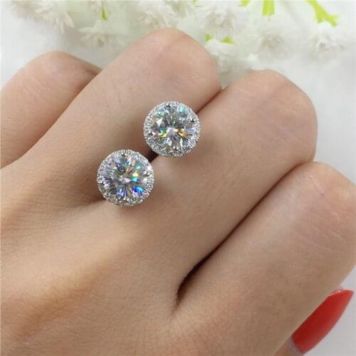 8MM Round Stone Earrings Luxury Girl White Zircon Stud Earrings For Women Wedding Jewelry Rose Gold Silver Color Crystal Earring
