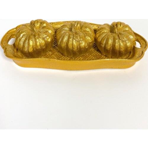 Dekoratif Tabaklı Kabak Biblo 3 lü - Altın