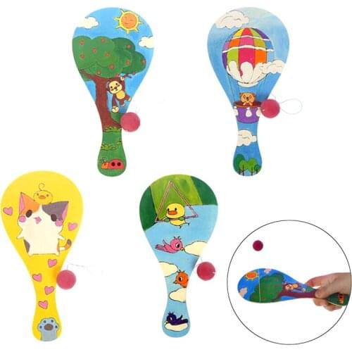 Painting Graffiti Toys DIY Racket Wooden Toy For Children Manual Painting Pat Ball Kids Educational Handmade Game Arts Crafts