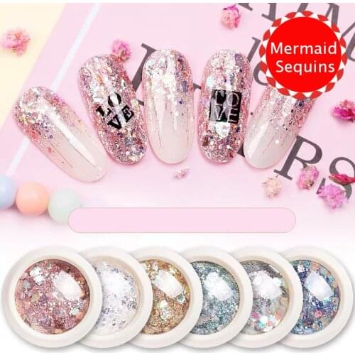 Holographic Nail Glitter Flakes Sequin 3D Nail Sparkly Powder Colorful Hexagon Sequins for Polish Nails Art Decorations