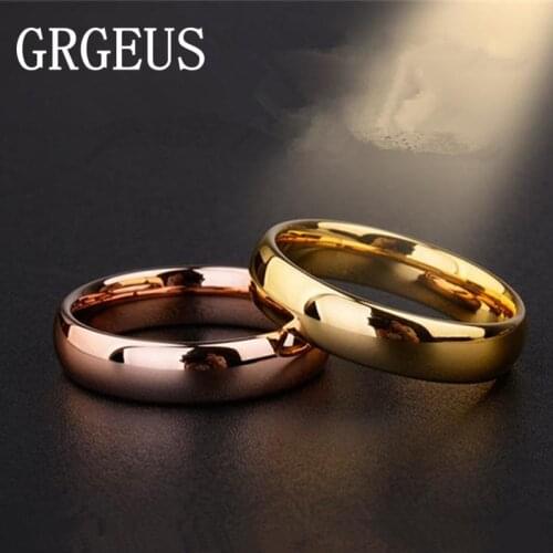 6mm Titanium Band Wedding Ring Solid fashion Rose gold ring glossy 316L stainless steel ring for women men Valentines Day