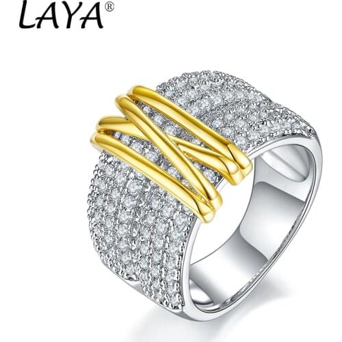 925 Sterling Silver Fashion Retro Light Gold Multi-Line High Quality Zirconia Ring Gift For Womens Party Exquisite Jewelry