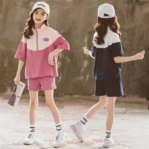 Children Clothes Costume Summer Girl Tracksuit Short-sleeved T-shirt + shorts 2pcs Girl Clothing Suit Fashion Set