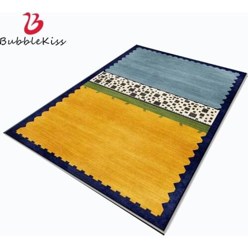 Bubble Kiss Bohemian Style Carpet for Home Living Room Yellow Blue Stitching Pattern Bedroom Rug Sofa Table Decor Customized Mat