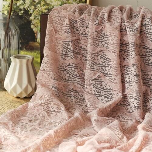 Wavy Stripes Hook Embroidered Lace Fabric Small Flowers Mesh Ruffle Fabric For Dress Clothing,By The Meter
