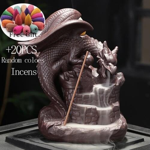 Backflow Incense Burner Dragon Pterosa Censer Holder Ceramic Stick Gifts Cone Censer Home Officer Decoration Crafts Dropshipping