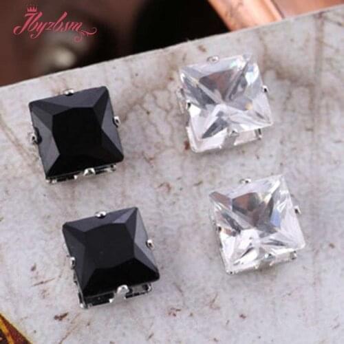 6mm Square Cz Crystal No Ear Hole Men Unisex Magnetic Fashion Style Earring For Woman Christmas Gift 1 Pair