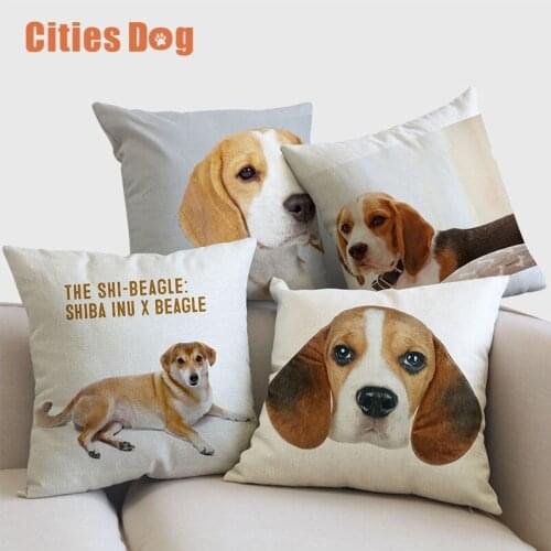 Linen Pillow Cushion Animal Beagle dog Decorative Pillows Cushions Home sofa cojines coussin Hotel Cafe Office car almofada