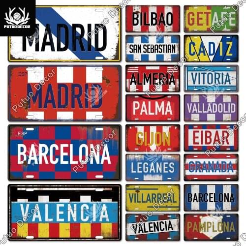 Putuo Decor Spain City Metal Sign Tin Sign Licenses Plate Decor Plaque Metal Vintage Bar Pub Man Cave Club Home Wall Decoration