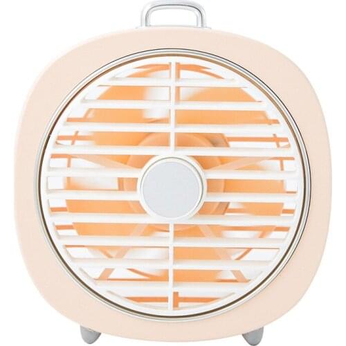 Mini USB Desktop Fan With LED Light Retro Style Portable Cooling Fan for Office Household Traveling