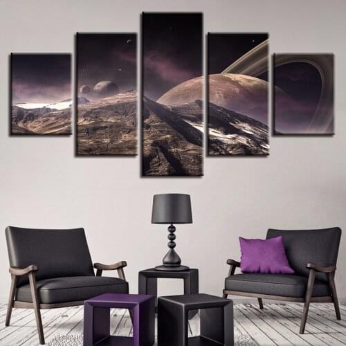 Modular Canvas HD Prints Uranus Pictures Wall Art 5 Pieces Planets Outer Space Painting Moon Poster Living Room Decor
