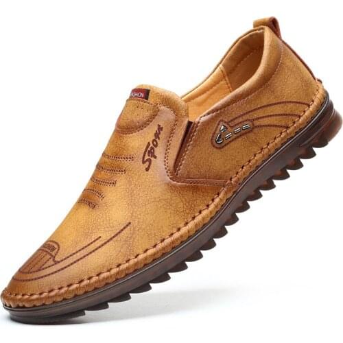 Genuine Leather Men Casual Shoes Luxury Brand 2020 Mens Loafers Moccasins Breathable Slip on Black Driving Shoes Plus Size