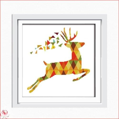 Joy Sunday Seven Color Deer Pattern Cross Stitch Kit DIY Pattern Embroidery Set 14CT 11CT Needlework Sewing Kit Home Decoration