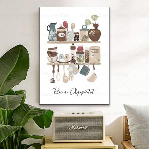 Tableware Canvas Painting Wall Art Nordic Poster Print Modern Print Painting Quotes Wall Pictures For Kitchen Home Decoration