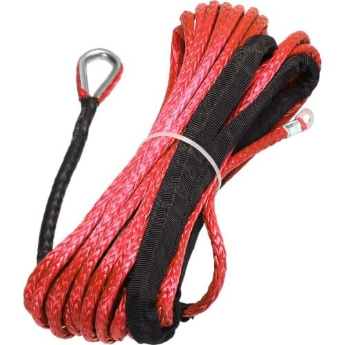 New Arrival 1pc 1/4'' x 15m 7000lbs Synthetic Winch Rope Cable Line for ATV UTV Off-Road Red Towing Ropes