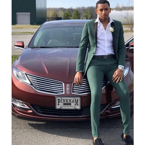 Slim Fits Green Men Work Business Suits Man Prom Party Clothes Groom Tuxedos (Jacket+Pants+ Tie) NO:407