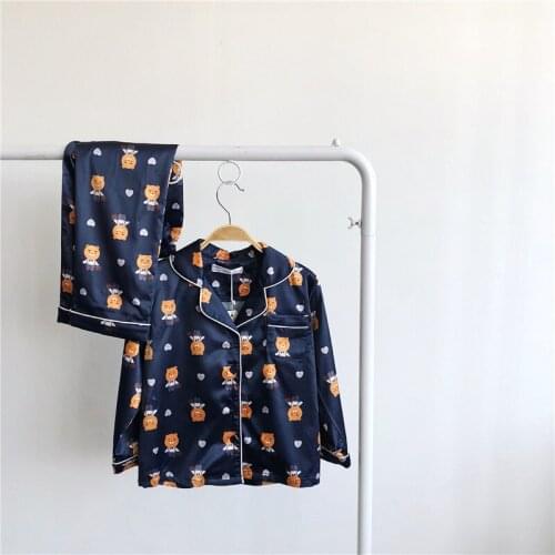 Tonytaobaby Fall and Winter Clothes New Style Baby Parent and Child Home Wear Parent and Child Pajamas Dark Blue