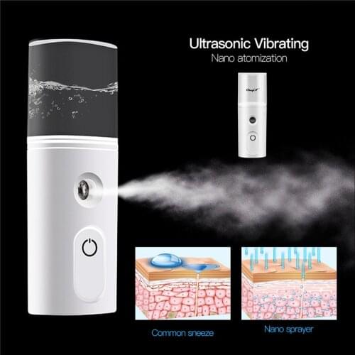 Portable Mini Facial Steamer Nano Cool Mist Face Sprayer USB Rechargeable Skin Moisturizing Steaming Device Face Hydrator 40ml