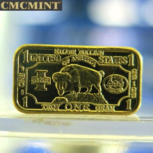 1 Gram Gold Plated Pure Siver Buffalo Bar A089