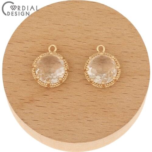 Cordial Design 50Pcs 15*18MM Pendant/Hand Made/Jewelry Accessories/DIY/Round Shape/Aurora Effect/Earring Findings/Crystal Charms