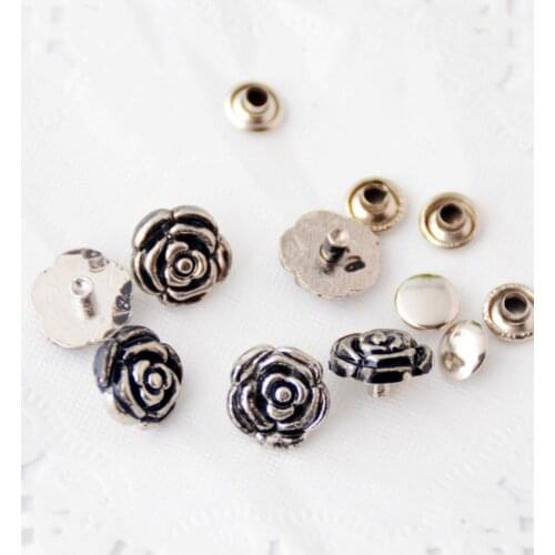 Free shipping 30 Sets Silver Tone Flower Spike Rivet Studs Spots For Clothes 12mm J3014