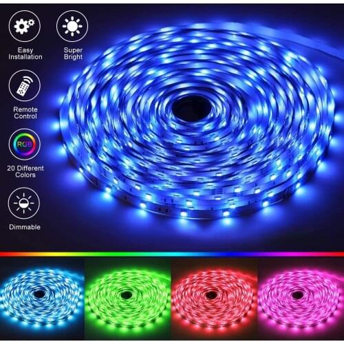 5M LED Light Strips Controller Flexible RGB Decoration BackLight Lamp Night light Luminous String For Bedroom Stairs Night Light