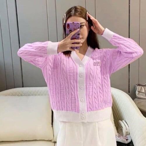 Sweater V-Neck Autumn Winter Cardigan Women Vintage Single Breasted Korean Clothes Knitted Coats Chic Outwear Za Pull Femme 2021