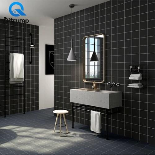 Waterproof DIY Wallpaper Black White Grid Self Adhesive Wall Stickers for Kitchen Tile Bathroom Living Room Bedroom Home Decor