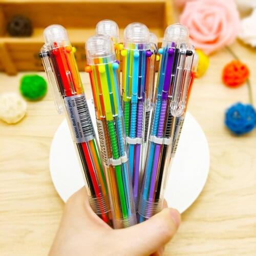 10Pcs/set Korea creative stationery fresh and transparent pen - press 6 - color ballpoint pen color ball point pen marker