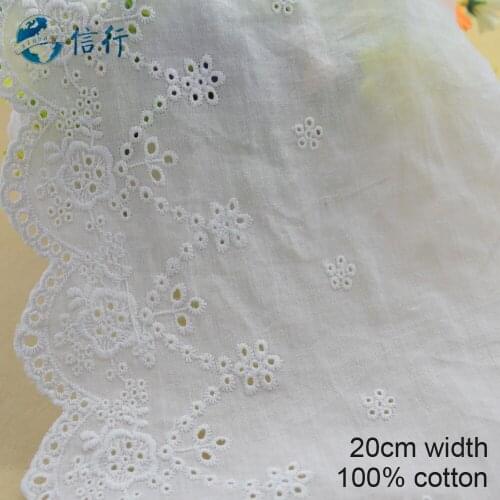 10yards 20cm Cotton embroid lace sewing ribbon guipure trims or fabric warp knitting DIY Garment Accessories free shipping#3617