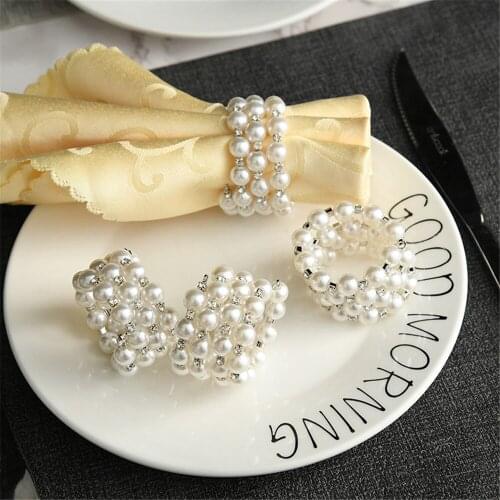 12/PCS Creative Pearl Napkin Buckle Accessories European High-end Table Setting Decoration Cloth Ring