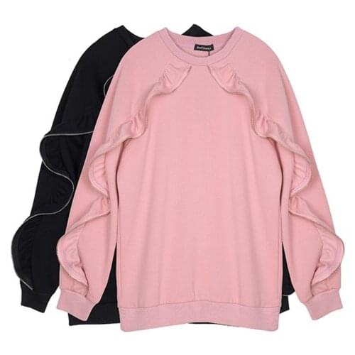 2020 Limited Cotton Acetate Casual Full No Autumn And Winter New Women Sweatshirts Zipper Lotus Side Plus Velvet Head Hoodies