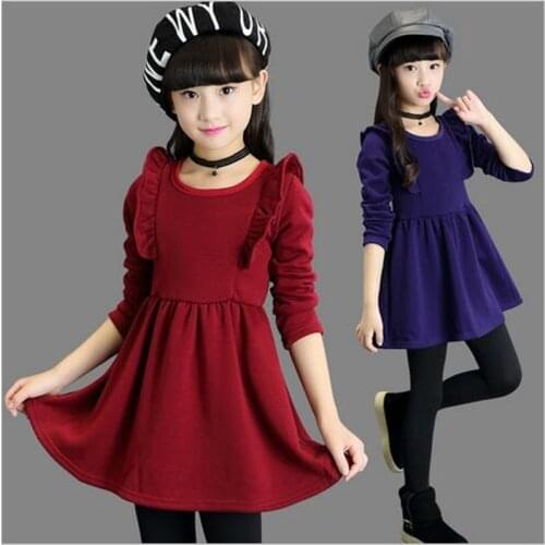 2020 Girls Winter Warm Dress Girls Beautiful Long Sleeve Thick Princess Perform Party Fashion School Dress for 4 6 8 14 years
