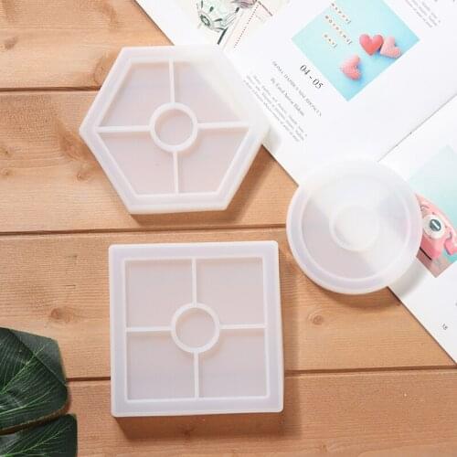 3pcs/set Round Square Hex Shape Mould Silicone DIY Coaster Pad Epoxy Mold Crystal Glass Resin Gel Drop Craft Casting Mold