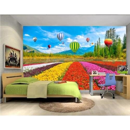 Custom photo 3d wallpaper Beautiful flower tulip hot air balloon living room home decor 3d wall murals wallpaper for walls 3 d