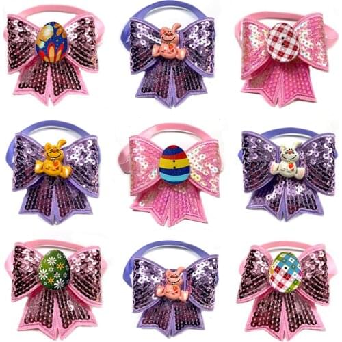 50/100pcs Easter Sequins Pet Dog Bow Tie Adjustable Pet Collar Dog Necktie for Small Medium Dog Grooming Pet Acessories