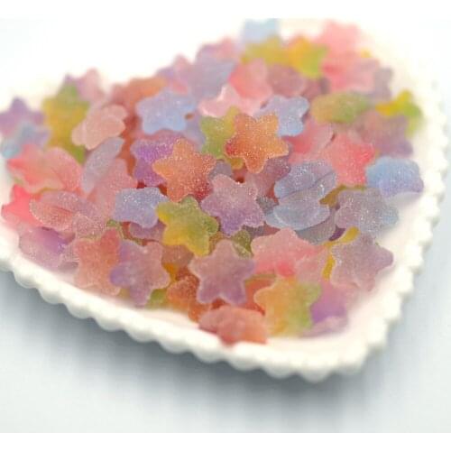 50Pcs/Bag 3D Gummy Star Nail Art Decoration 10mm Resin Gradient Five-pointed Charms 6 Colors Candy DIY Manicure Accessories HJ#4