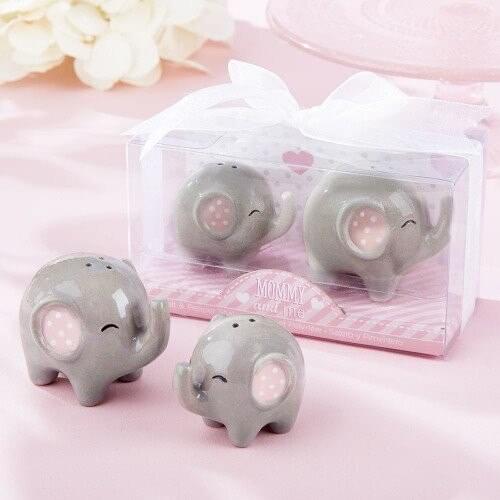 60pcs 30set Baby Shower Mommy And Me Little Peanut Elephant Ceramic Salt And Pepper Shaker Wedding Favors