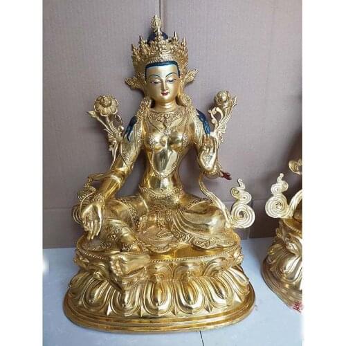 60CM Huge large Asia temple Buddhism home family Patron saint gilding Green Tara Guan yin Buddha statue bless Safety Health luck