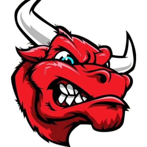 Angry Bull Head Red Car Sticker Personality Stickers Waterproof Sunscreen Decals Automobile Accessories PVC,16cm*13cm