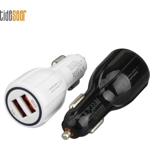 Mini USB Car Charger Quick Charger For iPhone Samsung Mobile Phone Dual Usb Car-Charger QC3.0 Fast Charging Adapter 3.1A 300pcs