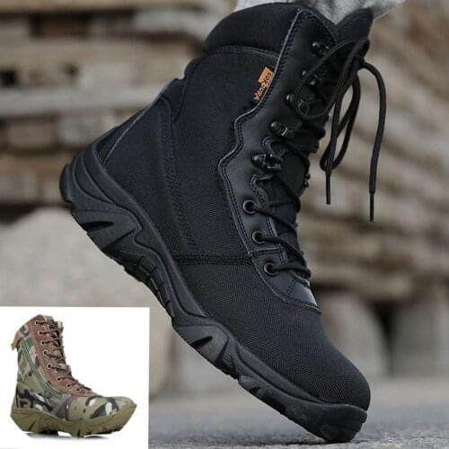 Military Army Men Boots Winter Lace Up Waterproof Outdoor Shoes Breathable Canvas Camouflage Tactical Combat Desert Ankle Boots