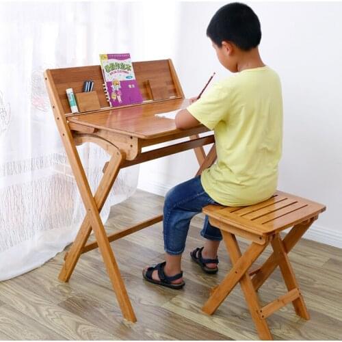 74x51x93cm Childrens Desk Folding Study Table Flip Writing Desk Quality Bamboo Student Desk Fully Equipped Simple Folding Table