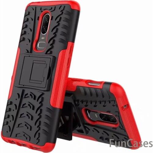 For Oneplus 6 1+6 case Heavy Duty Rugged Silicone Armor TPU +PC Phone Stand hard cover Case For One plus 6 Rubber Phone Case