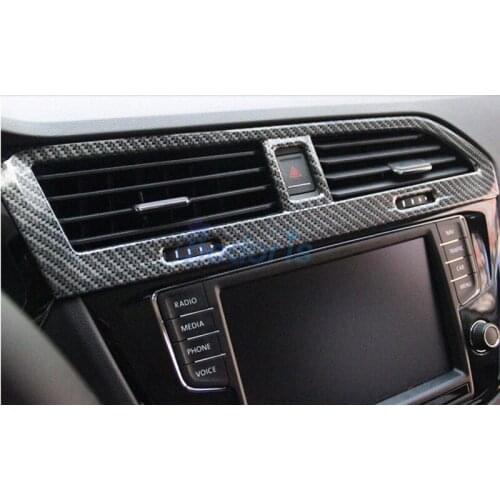 For Volkswagen VW Tiguan L 2017 2018 Carbon Fiber Color Center Air Conditioner AC Outlet Vent Trim PanelCar Styling Accessories
