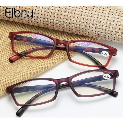 Elbru Anti Blue Light Reading Glasses Vintage Ultralight Hyperopic Glasses Printed Women Presbyopic Spectacles Diopters +1.0 4.0